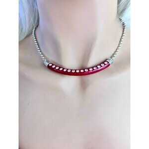BRIGHTON JAZZ BABY Red Silver Collar Lovely NECKLACE NWtag